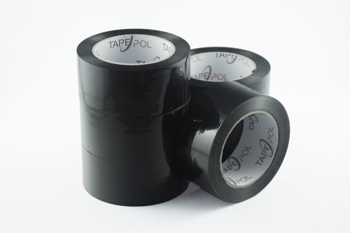 Tapepol - Czarna taśma klejąca Bopp Super mocna, akrylowa taśma pakowa 45 mic*48mm*100m